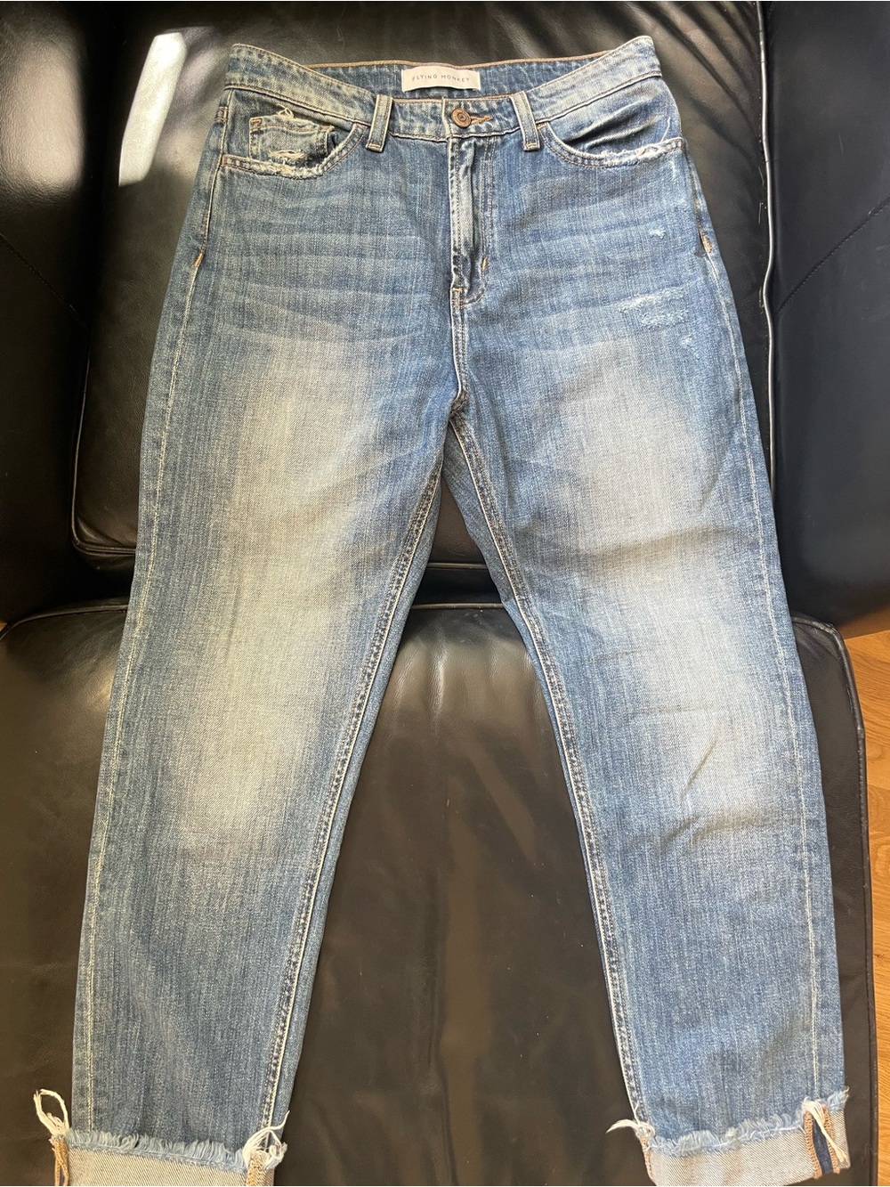 Flying Monkey Faded Blue high waisted boyfriend Jean